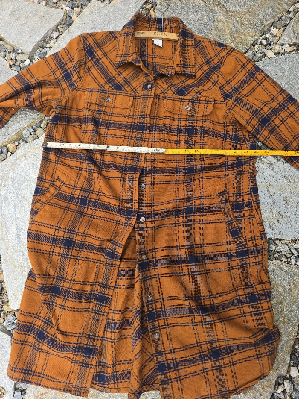 Rust Orange and Navy Plaid Button-Up Shacket - Picture 7 of 8